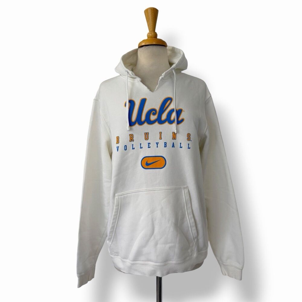 Nike UCLA Bruins Volleyball Club Fleece Hoodie White Cream Pullover Men's M